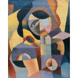 ECOLE MODERNE RUSSE - Personnage cubiste - Huile sur toile, porte une signature en [...]