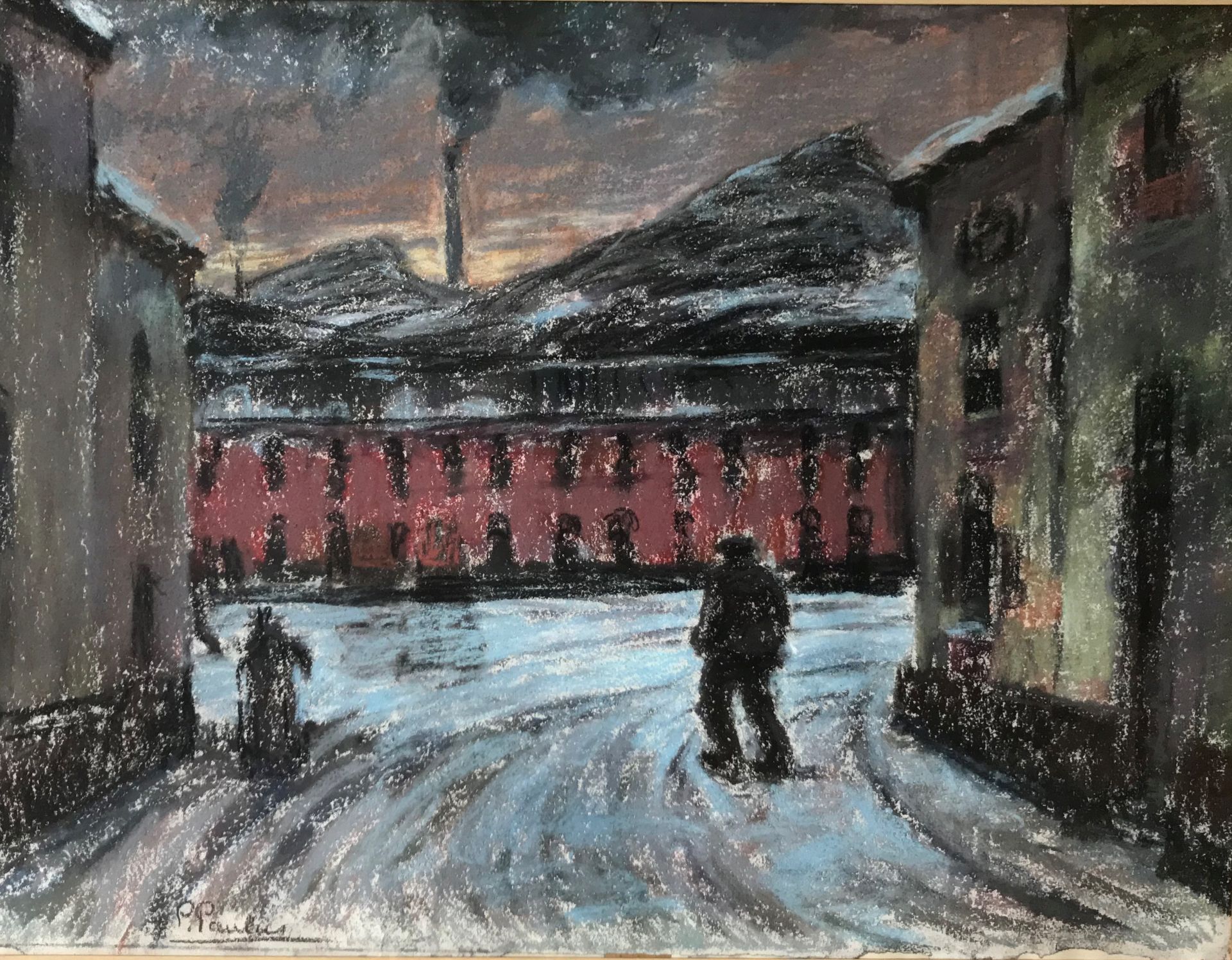 Pierre PAULUS (Châtelet 1881-1959) - Ouvrier se rendant à l'usine - Pastel sur [...]