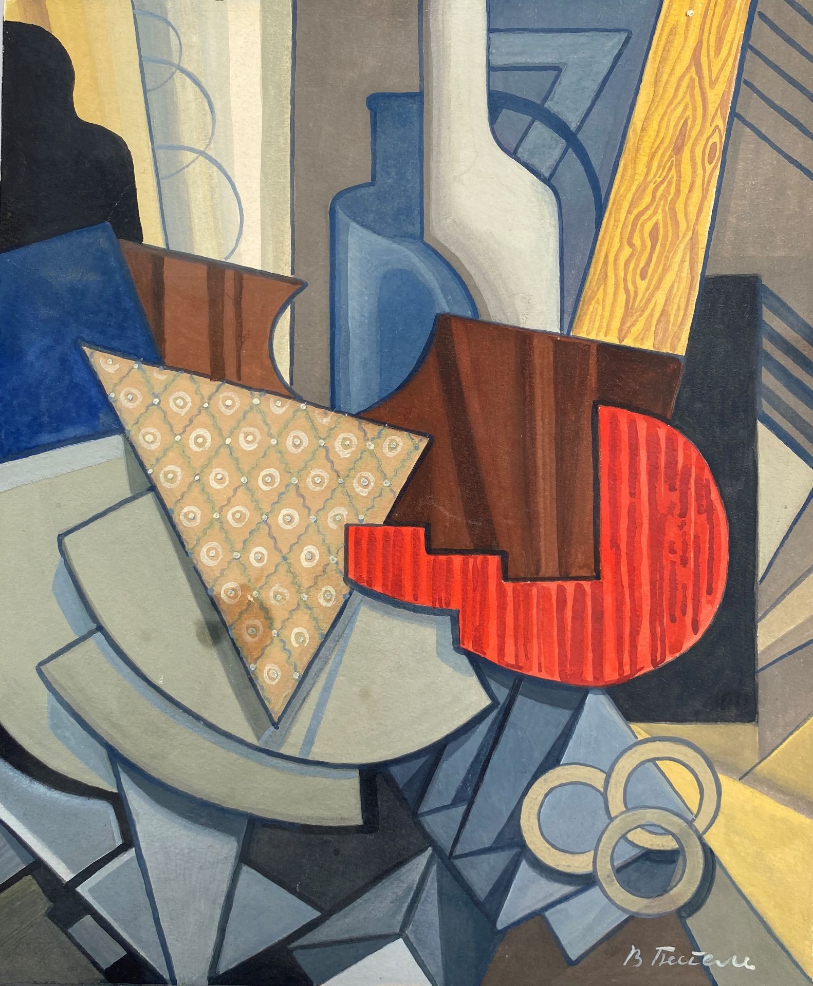 Vera Efimovna PESTEL (1886/87-1952), Attribué à - Composition cubiste - Gouache [...]