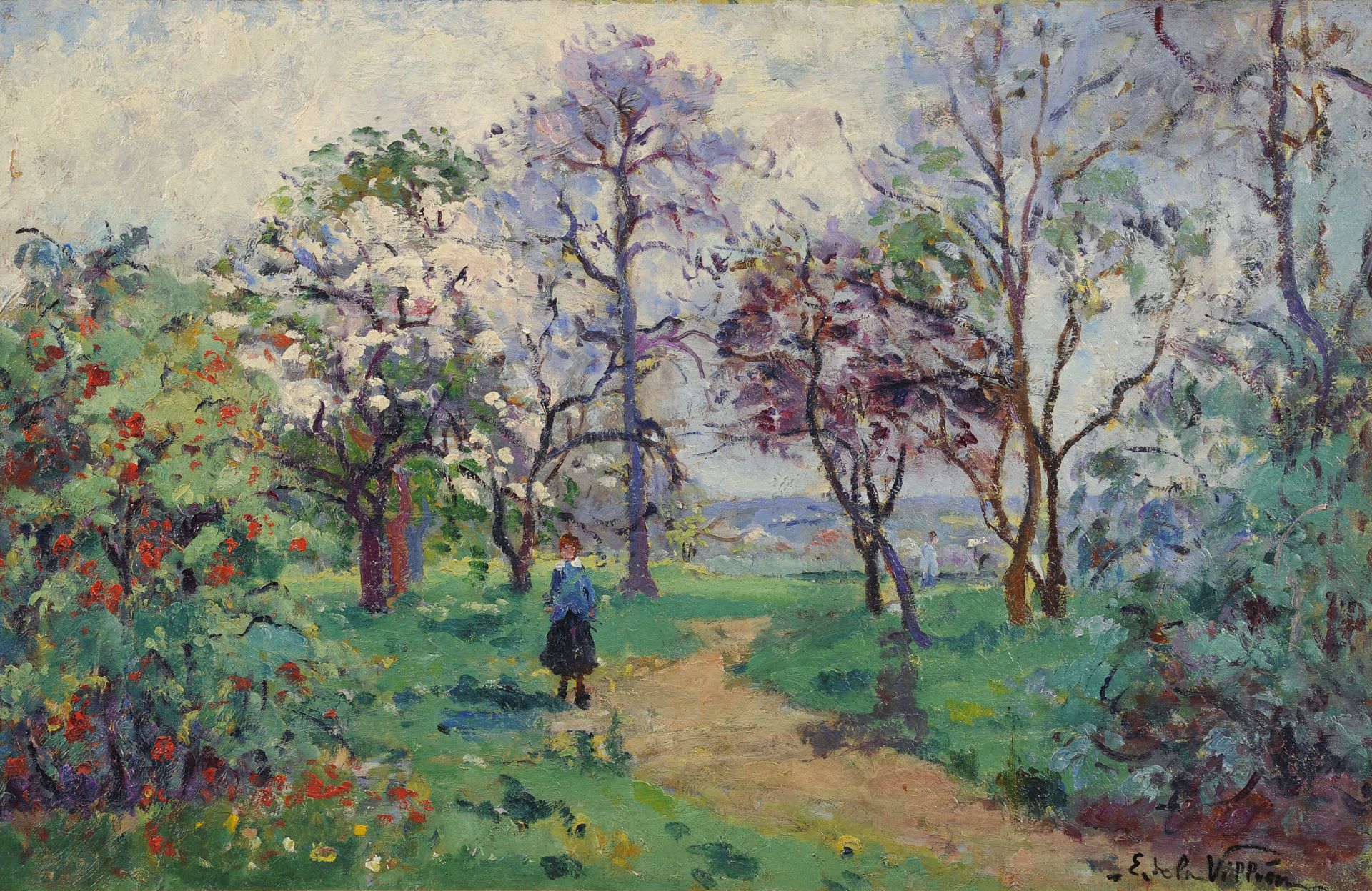 Emmanuel DE LA VILLEON (1858-1944) - Sous le bosquet,1920 - Huile sur toile, [...]