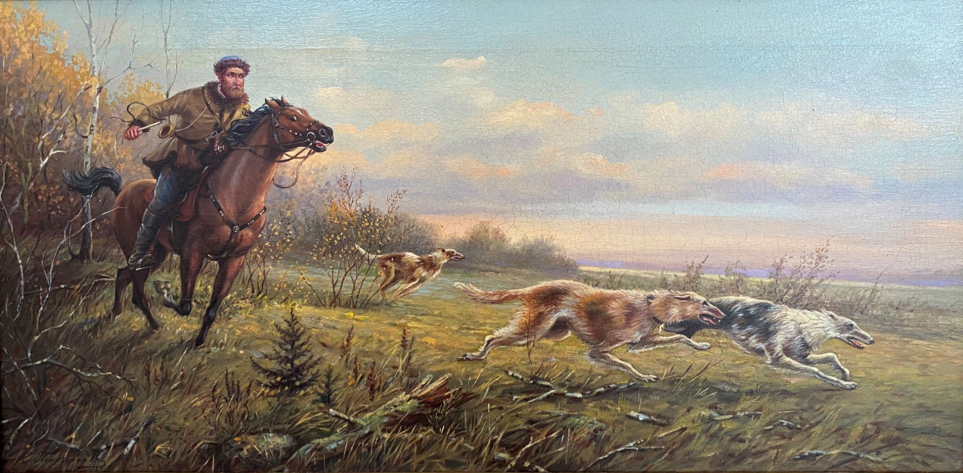 Efim TIKHMENEV (1869-1934), Attrib. à - La chasse aux loups avec les barzoïs en [...]