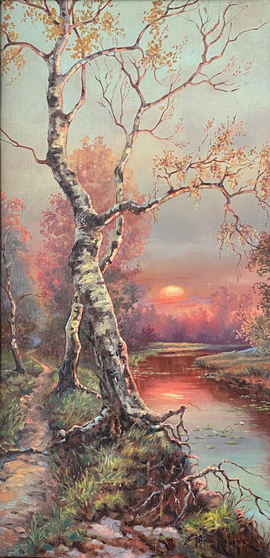 Yuliy Yulevich KLEVER (XIX-XX) - Coucher de soleil sur la rivière - Huile sur [...]