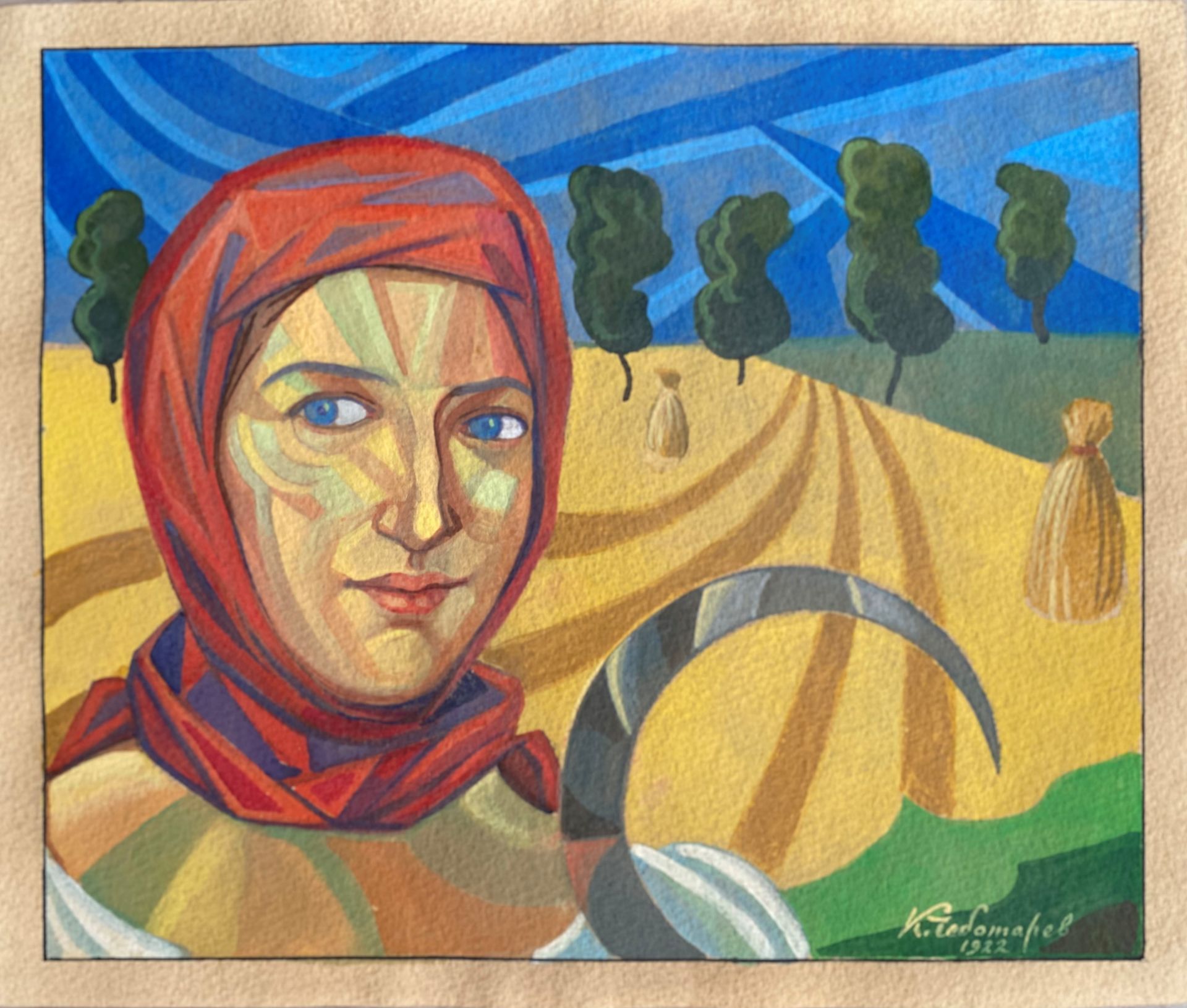 Konstantin K. CHEBOTAREV (1892-1974), Attribué à - Jeune fille de kolkhoze, 1922 [...]