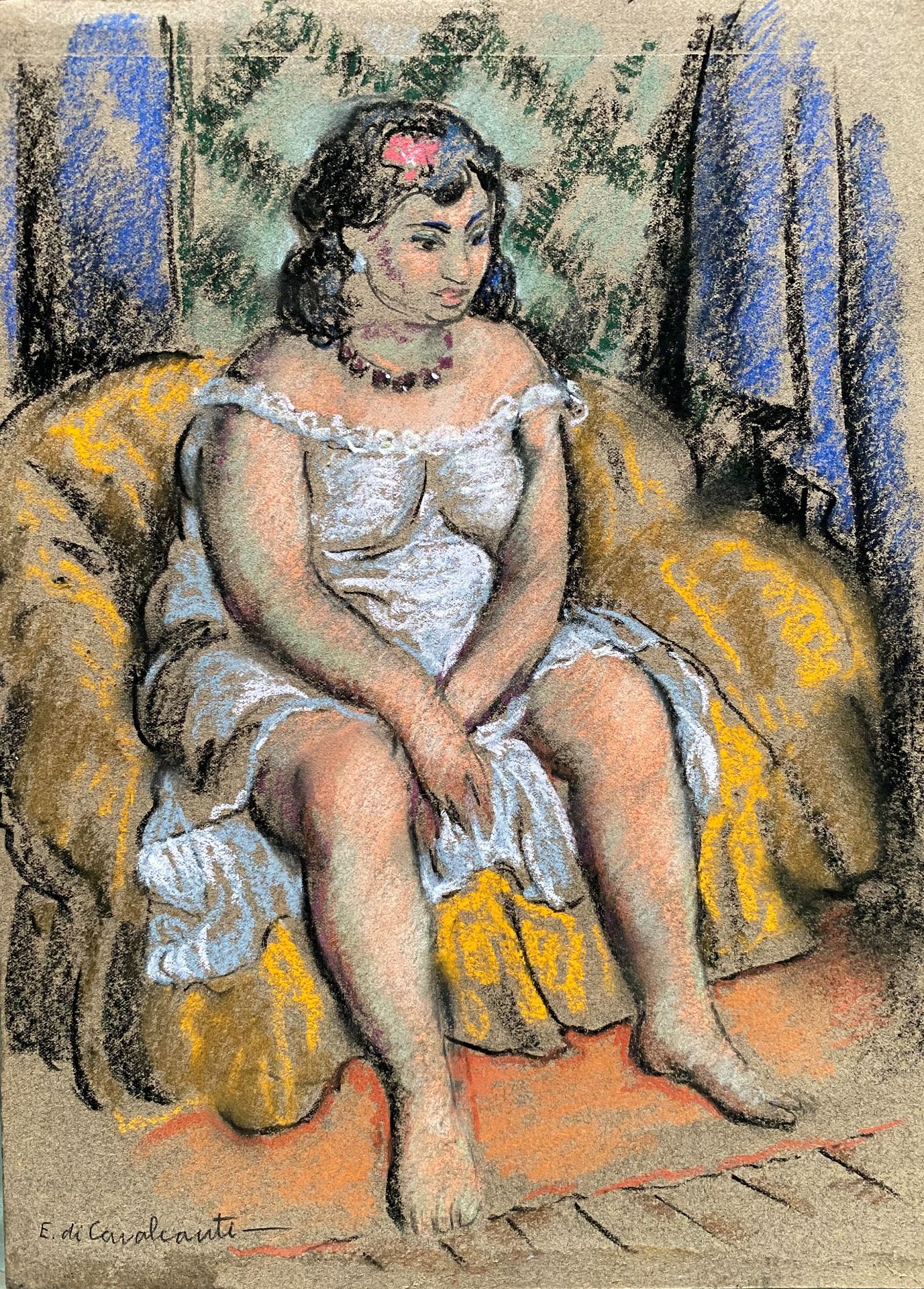 Emiliano DI CAVALCANTI (1897-1976), Attribué à - Femme assise - Pastel sur [...]