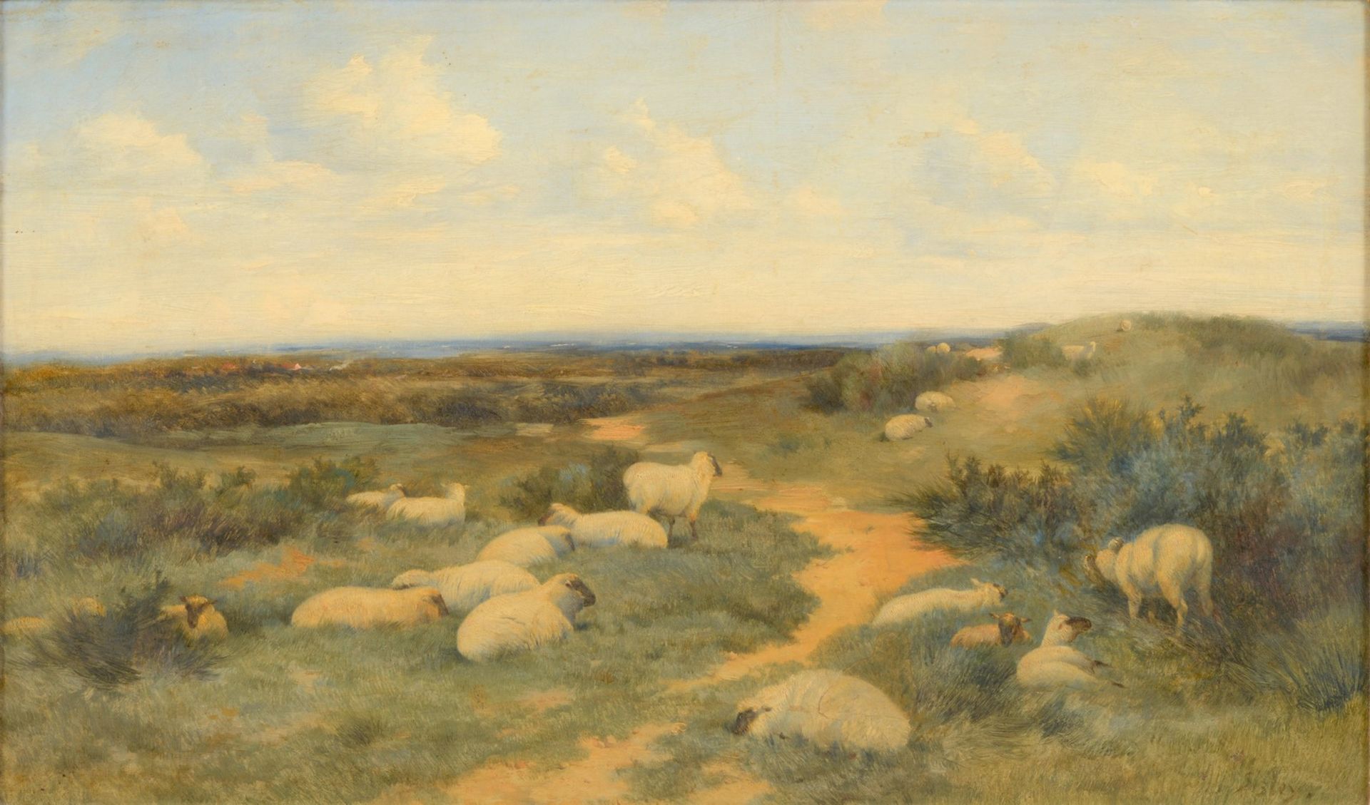 D'après Alfred SISLEY (1839-1899) - Moutons dans un pâturage - Huile sur panneau [...]
