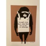 BANKSY (né en 1974), d'après - Banksy Monkey - Sérigraphie en couleur sur [...]