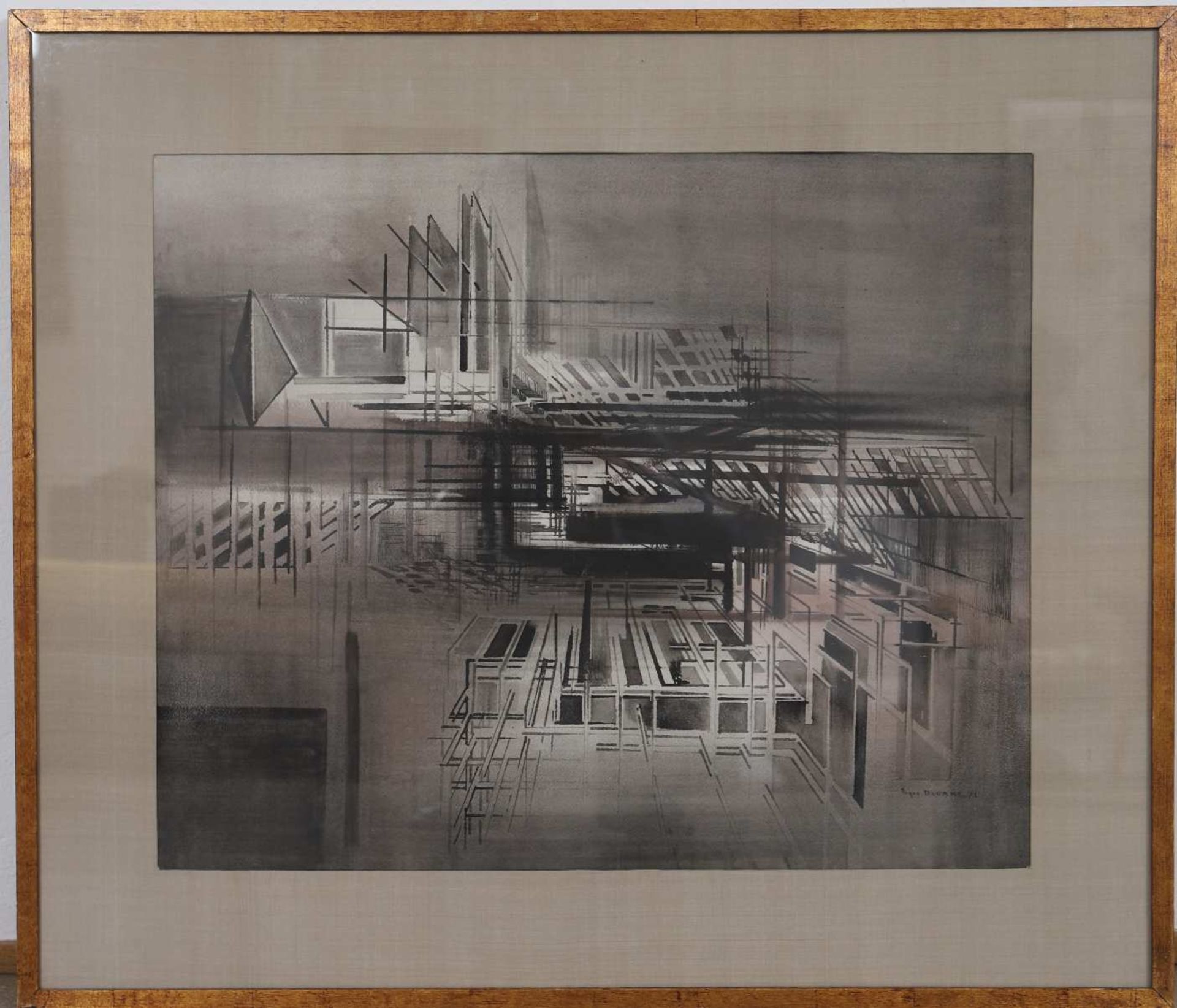 "Compositie" de Roger Dudant (1929-1991)Artiste peintre belgeAquarelle sur papier, encadrée.Signé et