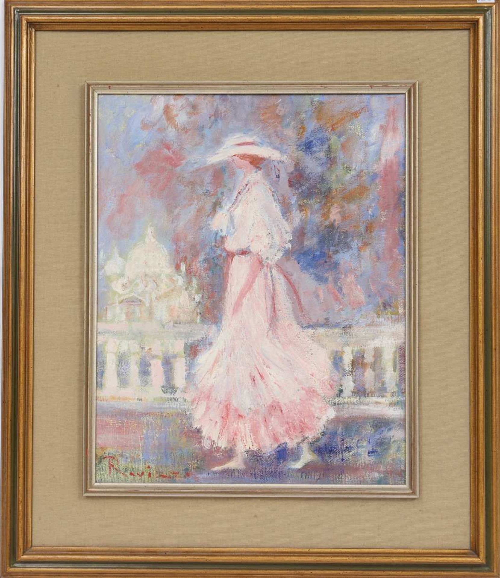 "Venitian Garden" de Ravizza Federica (née en 1947)Artiste peintre Italienne Huile sur toile