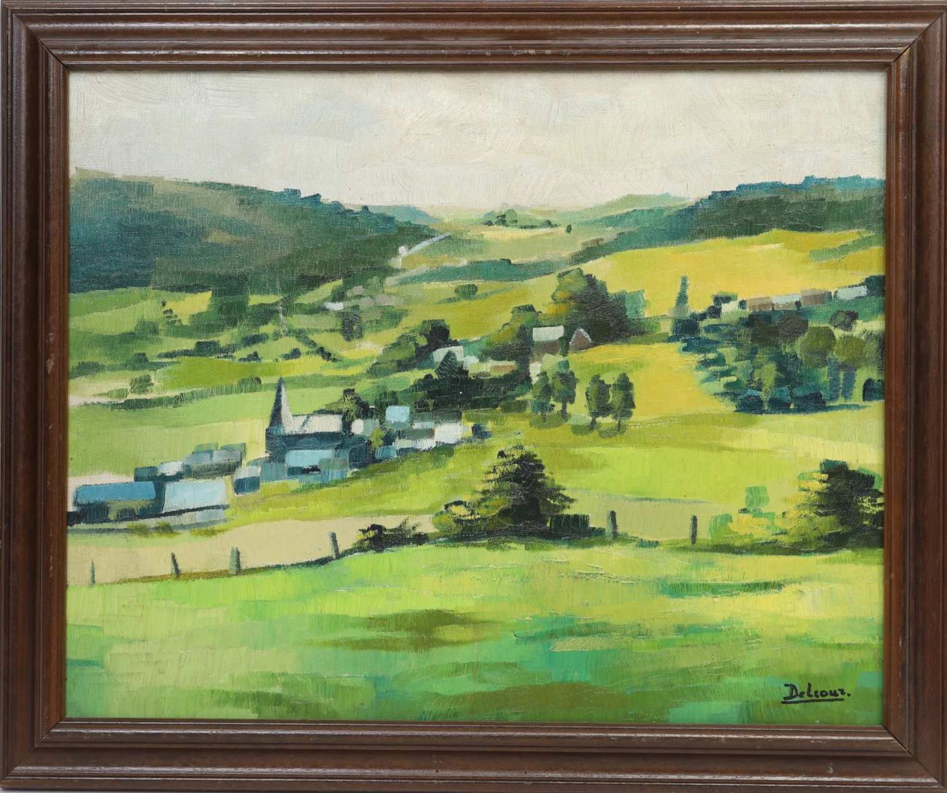 Pierre Delcour (1884-1976)Artiste peintre belgeHuile sur toile encadrée, représentant une vue de