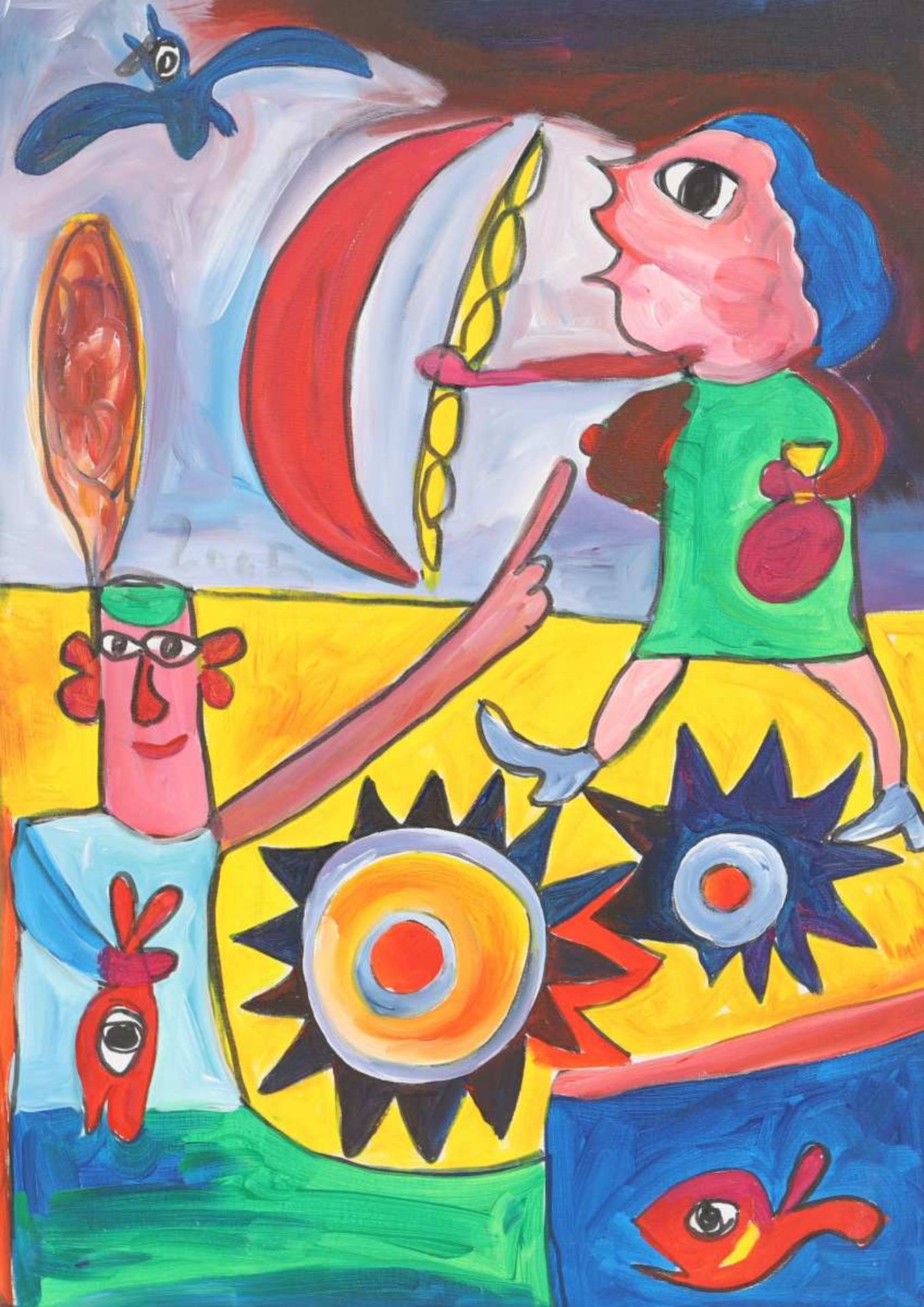 Jaber El Mahjoub (né en 1938)Artiste autodidacte Français (d'origine Tunisienne)Huile sur toile.