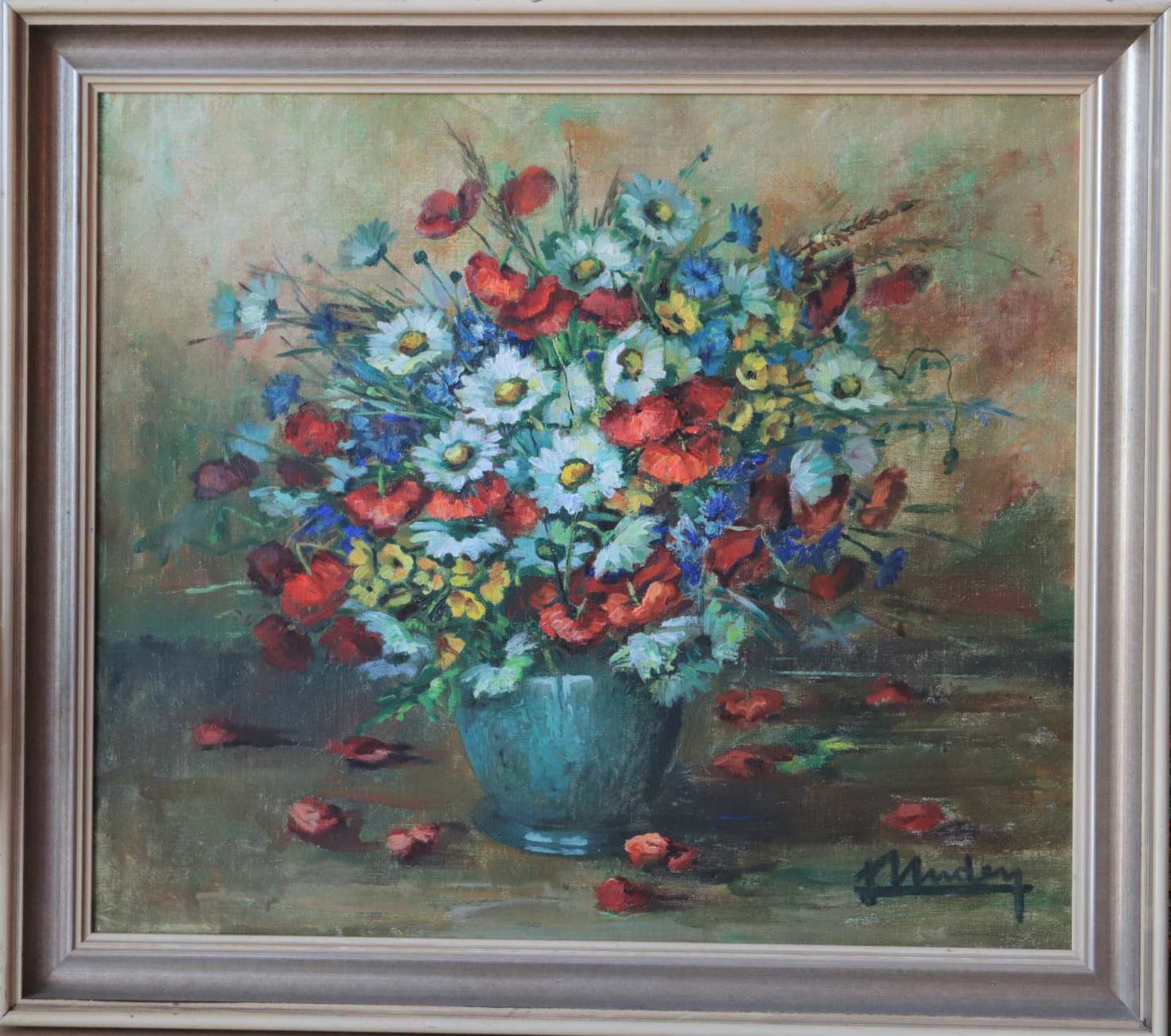 Nature morte de Lily Unden (1908-1989)Artiste peintre luxembourgeoiseHuile sur toile encadrée,