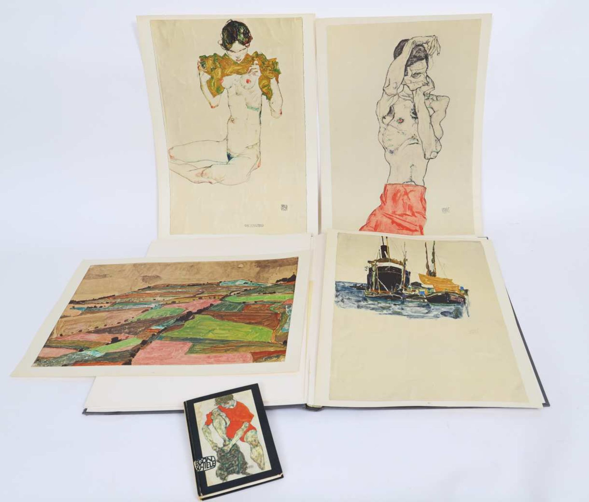 Egon Schiele (1890-1918)Artiste peintre, dessinateur et poète autrichienEnsemble de 4