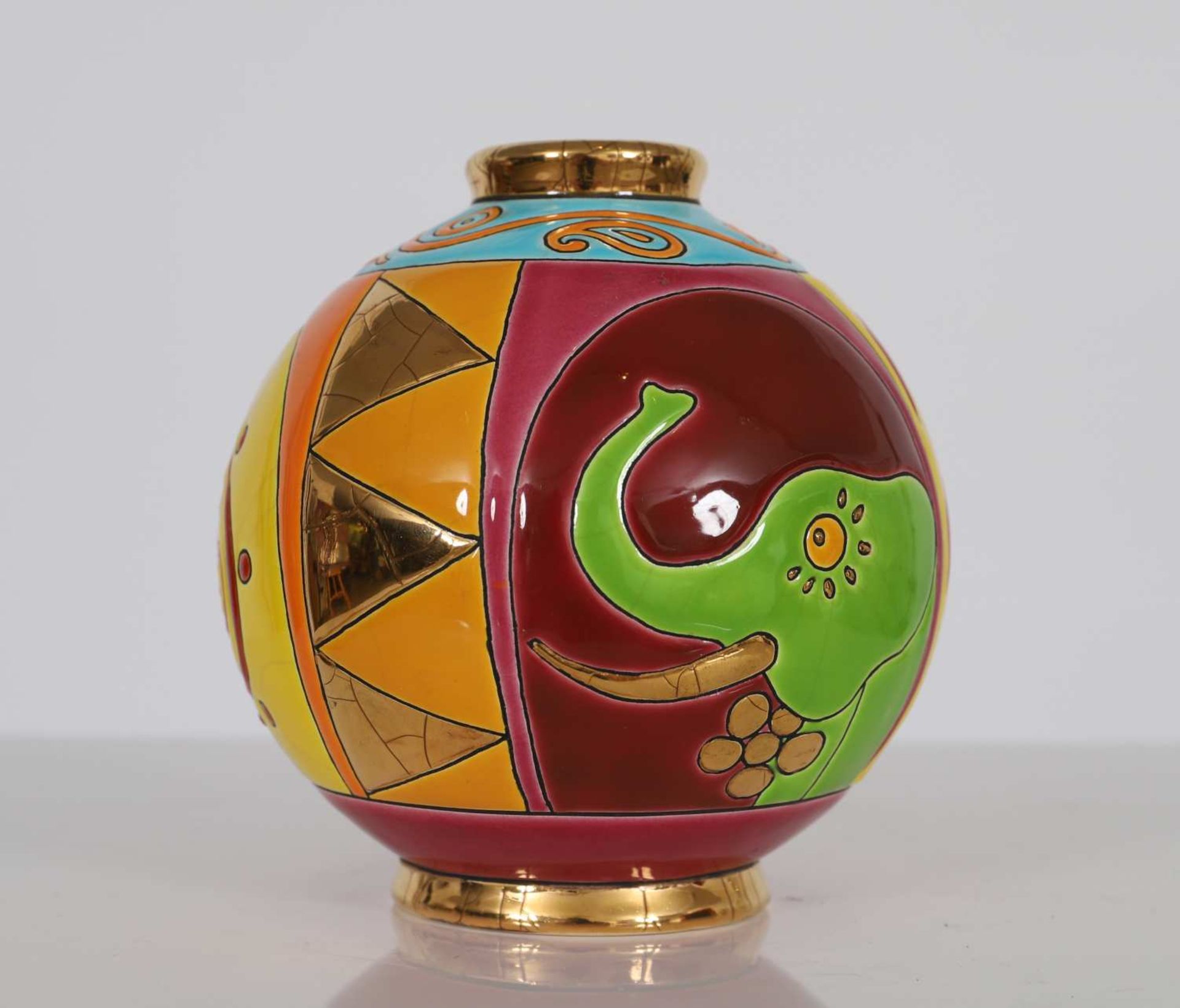 Vase "Jaipur" de Nicolas De Wael pour LongwyVase rond en émaux, model "Jaipur", Ref 170019.Epoque