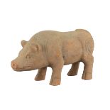 A large Chinese Sichuan Red Pottery Pig / Boar. Nicely modelled with a detailed head and curly tail.