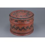 A large Burmese lacquer cosmetic box with cover (bi-it) circa 1900. Decorated with cloud collar desi