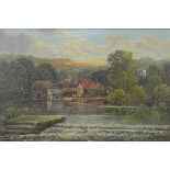 A 19/20th century framed oil on board of River Thames at Sonning by C. Allen Eton. Frame size 25cm x