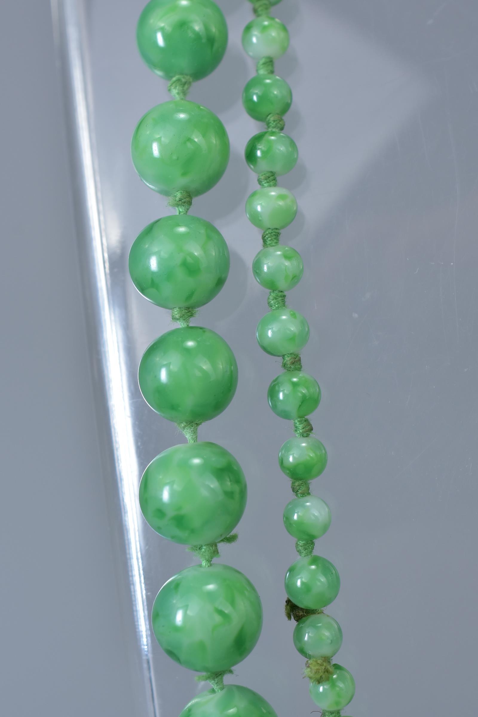 A string of Chinese graduated jadeite beads. 92cm length. Beads 5mm-10mm - Image 5 of 5