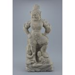 A Chinese Tang style grey stone carving of a tomb guardian. 45cm tall. Weight 10.950kg