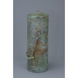 A Chinese Han dynasty (206BC -220AD) dynasty bronze vessel in cylindrical form