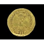 A gold Roman coin, Solidus, Theodosius II - 402-450 AD