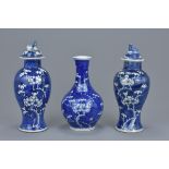 A Chinese 19th century blue and white porcelain prunus vase with four-character mark of Kangxi to ba