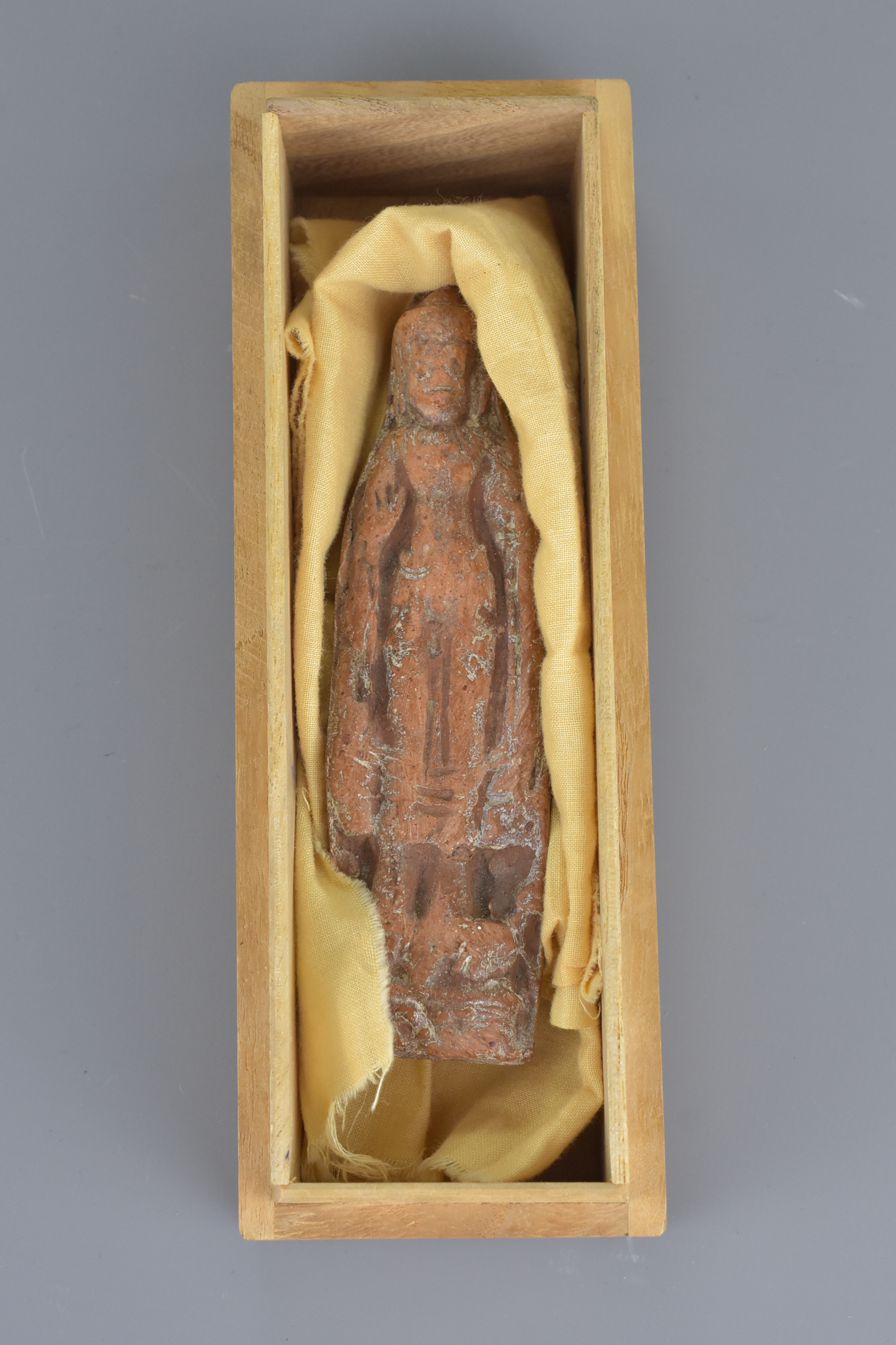 Asian / Indian Buddhist Votive Pottery Figure  Height 13 cm (5 inches). Age unknown but appears to b - Image 4 of 4