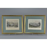 A pair of framed and glazed 19th century views of China engravings. 'Loading Tea-Junks at Tseen-tang