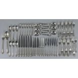 A complete Continental 800 silver 56 piece cutlery