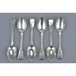 Set of six English antique George IV silver tea spoons