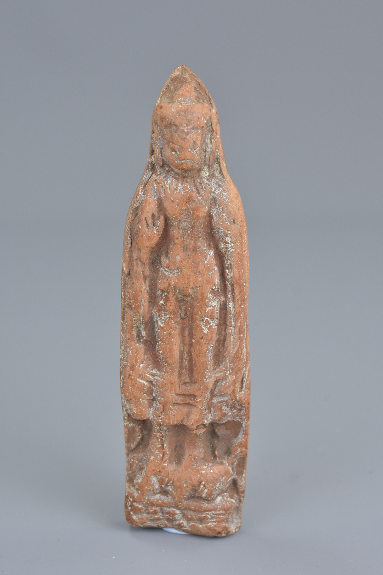 Asian / Indian Buddhist Votive Pottery Figure  Height 13 cm (5 inches). Age unknown but appears to b - Image 2 of 4