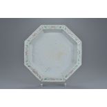 A Chinese 19th century octagonal shaped famille rose porcelain plant pot base on eight feet. 26.5cm