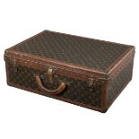 A classic Vintage Louis Vuitton Paris travel suitcase, Label no. 988497. With serial number to the l