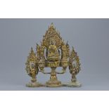 A Chinese gilt bronze shrine of Buddha and followers. 28.5cm tall x 24cm width. Weight 2908 grams