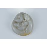 A Chinese carved jade pendant carved as a laughing Buddha. 5.5cm x 5cm
