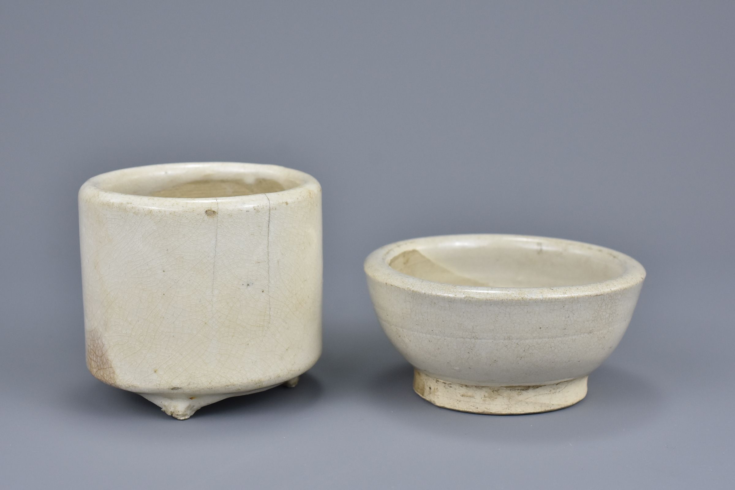 Chinese 17th / 18th Century Cream-Glazed Bowl & Jar - Image 5 of 7