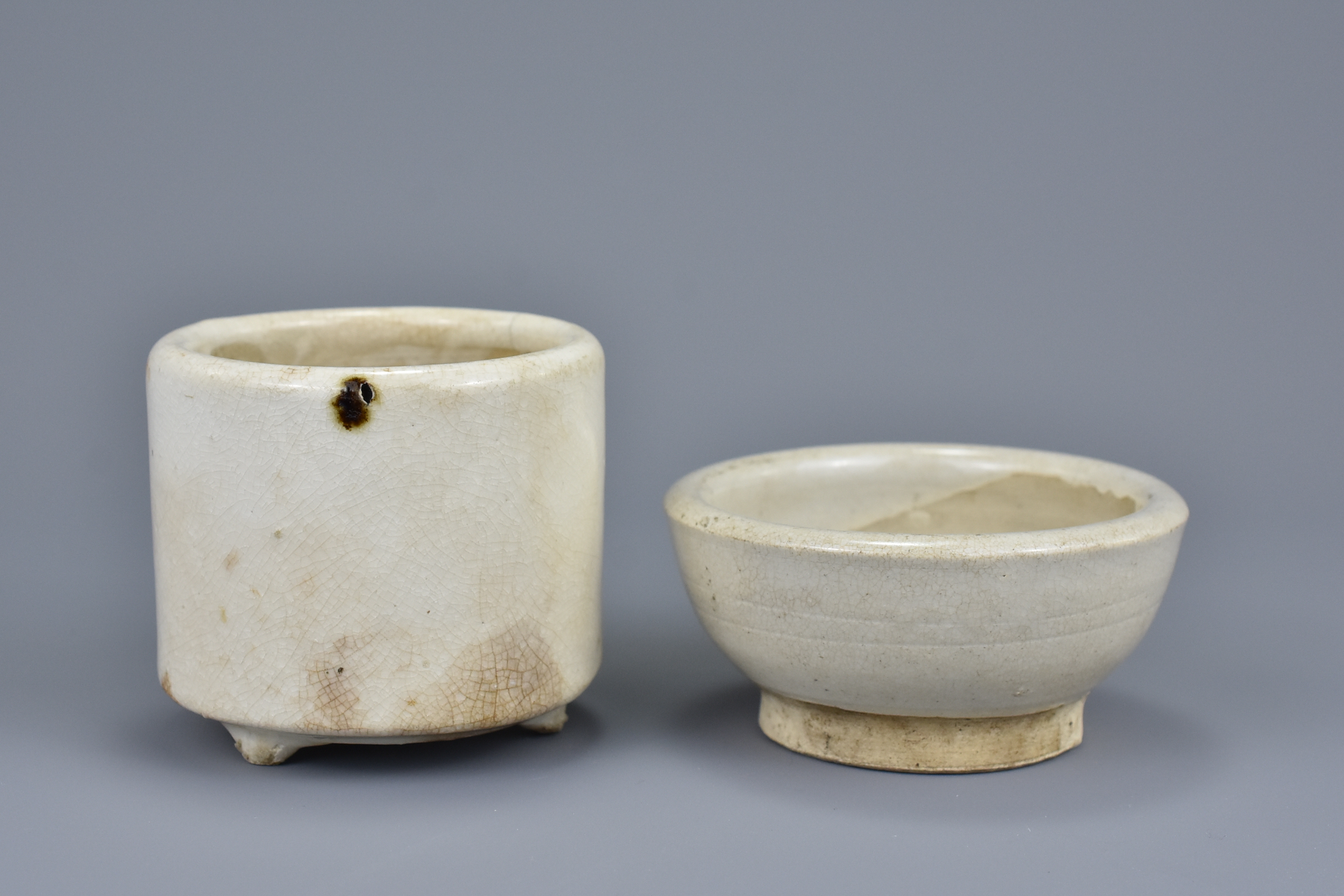 Chinese 17th / 18th Century Cream-Glazed Bowl & Jar - Image 4 of 7