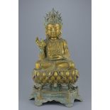 A Large Chinese Gilt Bronze Figure of Guanyin