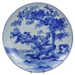 A very large Japanese late 19th Century blue and white porcelain charger