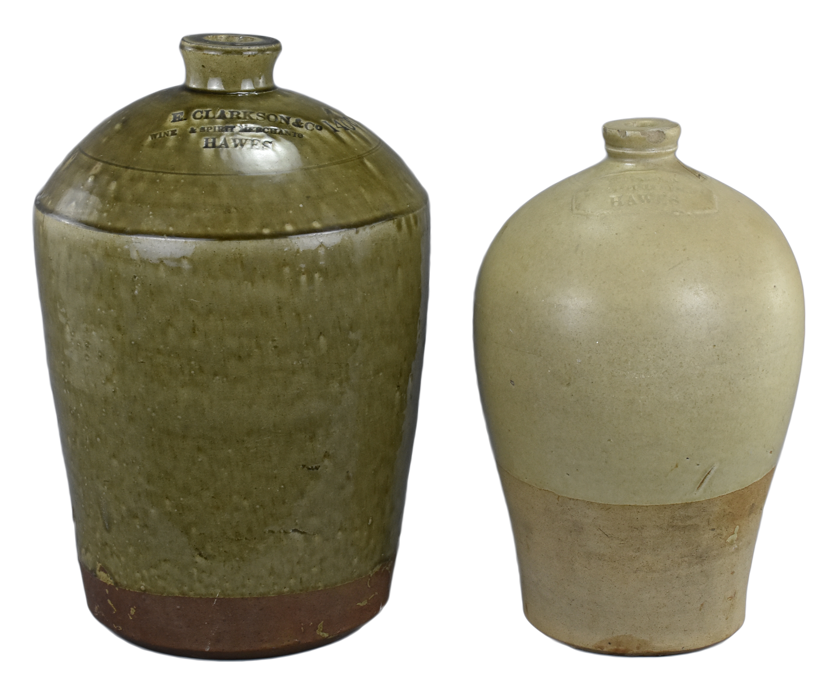 Two Large English 19th Century Stoneware Wine Jars, Hawes, Yorkshire