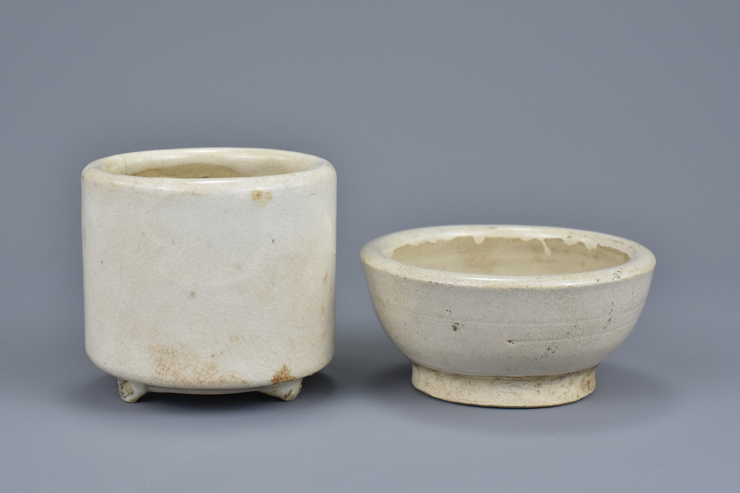 Chinese 17th / 18th Century Cream-Glazed Bowl & Jar - Image 3 of 7