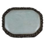 A Chinese Early 20th Century White Metal and Jade Clip