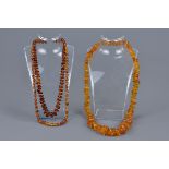 Three Baltic Amber Beaded Necklaces