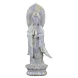 A Large Chinese Jadeite Figure of Guanyin