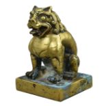 A Chinese Gilt Bronze Mythical Beast Seal