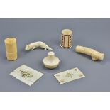 A Group of Various Antique Ivory Items