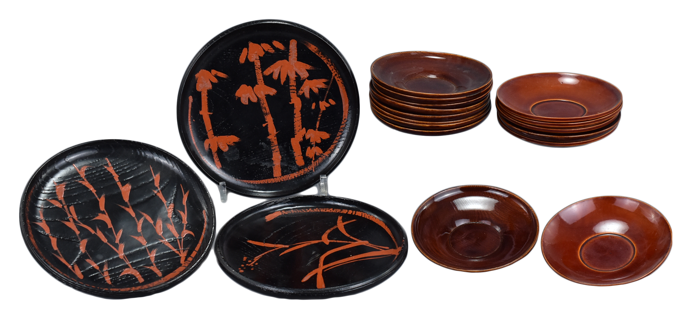 18 Japanese Lacquered Wood Dishes (3 Sets)