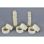 A set of six ivory napkin rings