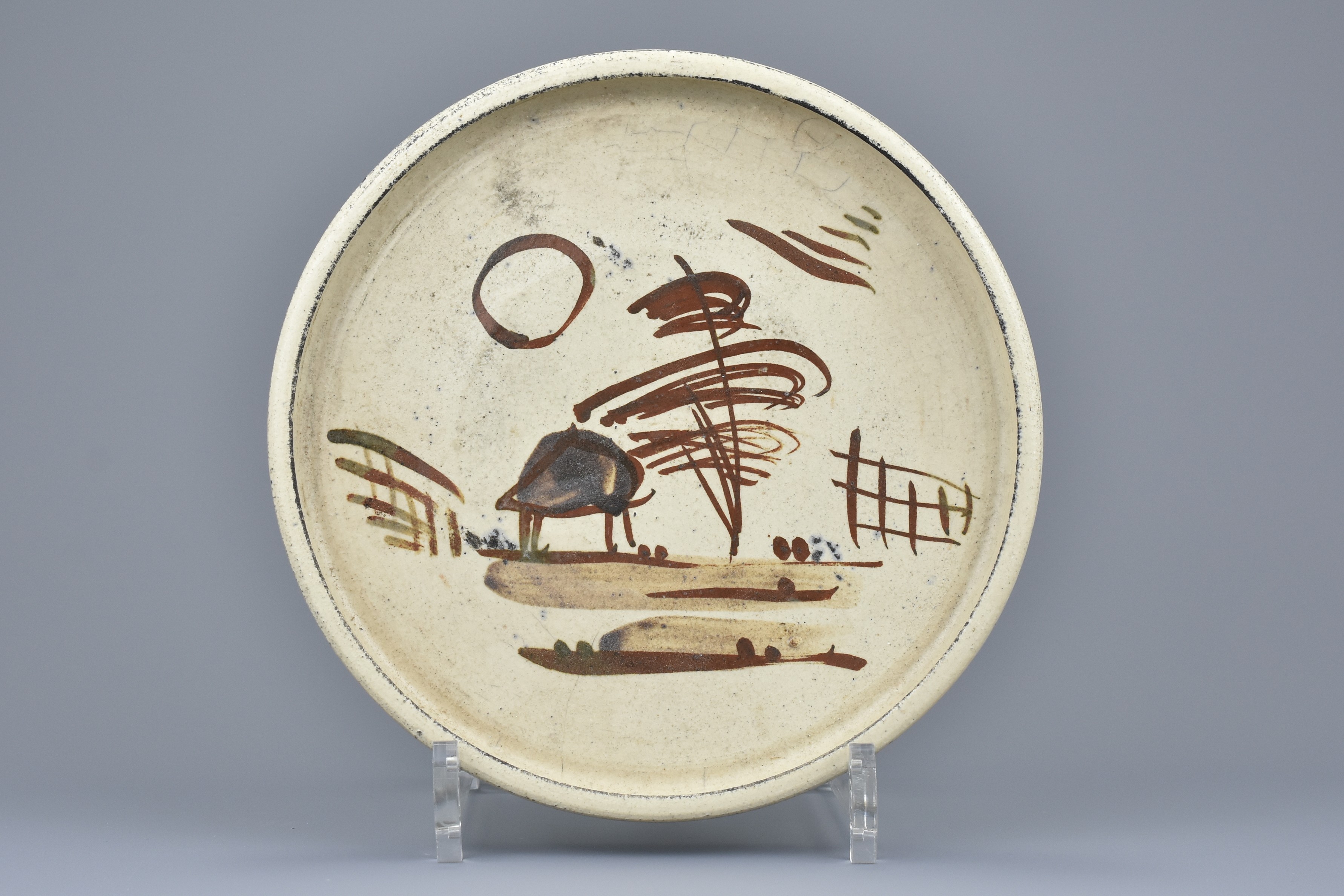 A Japanese Seto Ware Andon-Zara Dish - Meiji Period - Image 2 of 7