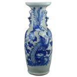 A Large Chinese Celadon-Ground Blue and White Vase, 19th Century