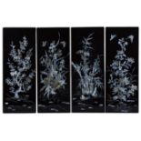 Four Chinese Wall Hangings Lacquered with Mother-of-pearl Decoration